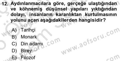 Siyasi Düşünceler Tarihi Dersi 2025 - 2026 Yılı (Final) Dönem Sonu Sınav Soruları 12. Soru