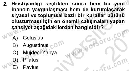 Siyasi Düşünceler Tarihi Dersi 2025 - 2026 Yılı (Final) Dönem Sonu Sınav Soruları 2. Soru