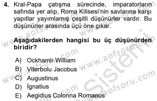 Siyasi Düşünceler Tarihi Dersi 2025 - 2026 Yılı (Final) Dönem Sonu Sınav Soruları 4. Soru