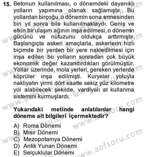 Bilim ve Teknoloji Tarihi Dersi 2014 - 2015 Yılı (Vize) Ara Sınav Soruları 15. Soru