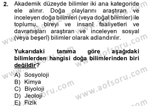 Bilim ve Teknoloji Tarihi Dersi 2014 - 2015 Yılı (Vize) Ara Sınav Soruları 2. Soru