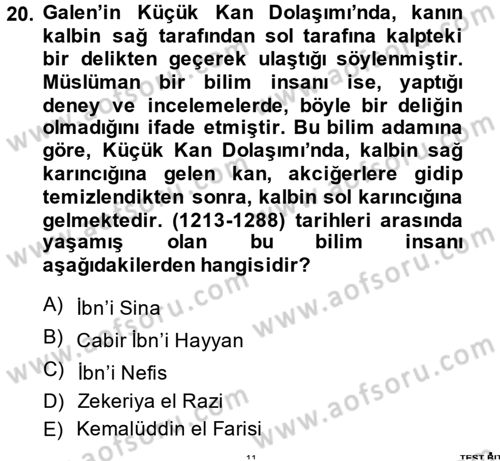 Bilim ve Teknoloji Tarihi Dersi 2014 - 2015 Yılı (Vize) Ara Sınav Soruları 20. Soru