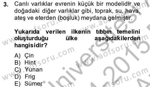 Bilim ve Teknoloji Tarihi Dersi 2014 - 2015 Yılı (Vize) Ara Sınav Soruları 3. Soru