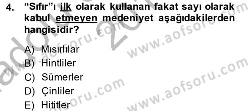 Bilim ve Teknoloji Tarihi Dersi 2014 - 2015 Yılı (Vize) Ara Sınav Soruları 4. Soru