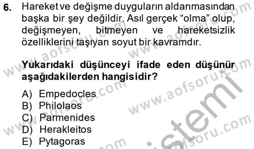 Bilim ve Teknoloji Tarihi Dersi 2014 - 2015 Yılı (Vize) Ara Sınav Soruları 6. Soru