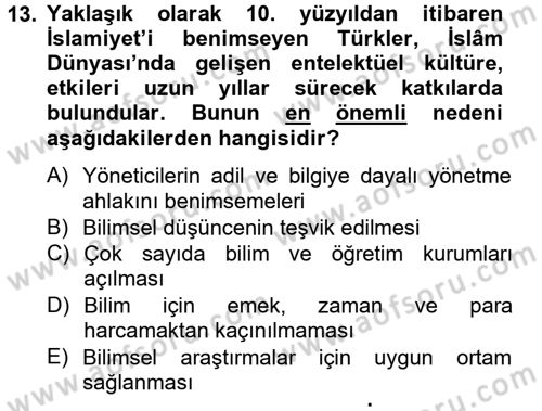 Bilim ve Teknoloji Tarihi Dersi 2014 - 2015 Yılı Tek Ders Sınav Soruları 13. Soru