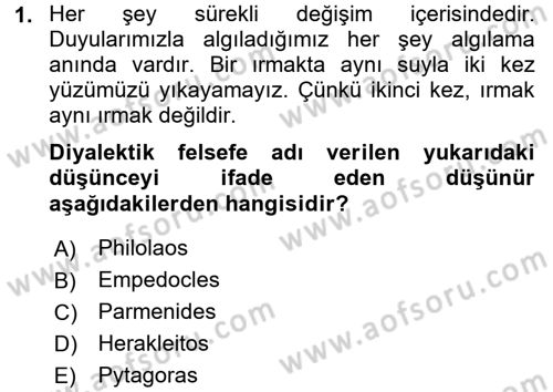 Bilim ve Teknoloji Tarihi Dersi 2015 - 2016 Yılı (Vize) Ara Sınavı 1. Soru