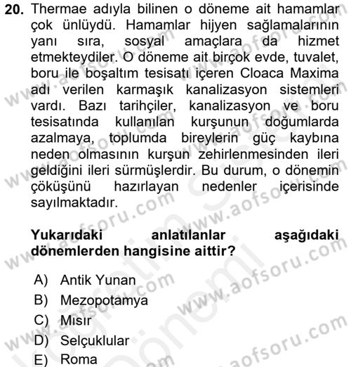 Bilim ve Teknoloji Tarihi Dersi 2015 - 2016 Yılı (Vize) Ara Sınavı 20. Soru