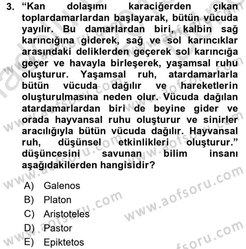 Bilim ve Teknoloji Tarihi Dersi 2015 - 2016 Yılı (Final) Dönem Sonu Sınavı 3. Soru