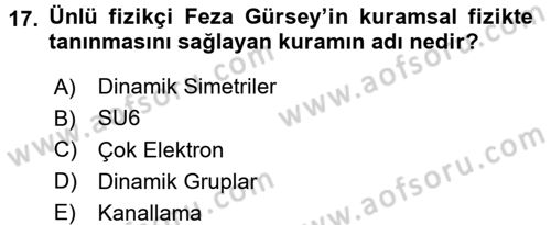 Bilim ve Teknoloji Tarihi Dersi 2015 - 2016 Yılı Tek Ders Sınavı 17. Soru