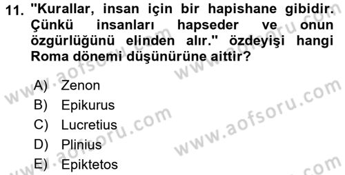 Bilim ve Teknoloji Tarihi Dersi 2016 - 2017 Yılı 3 Ders Sınavı 11. Soru