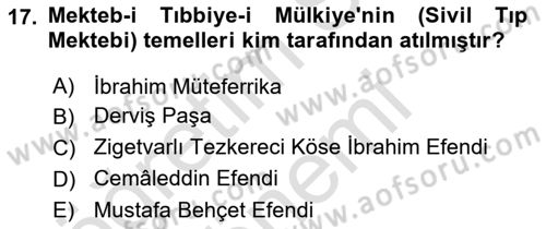 Bilim ve Teknoloji Tarihi Dersi 2016 - 2017 Yılı (Final) Dönem Sonu Sınavı 17. Soru