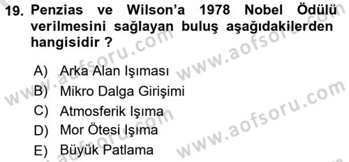 Bilim ve Teknoloji Tarihi Dersi 2016 - 2017 Yılı (Final) Dönem Sonu Sınavı 19. Soru