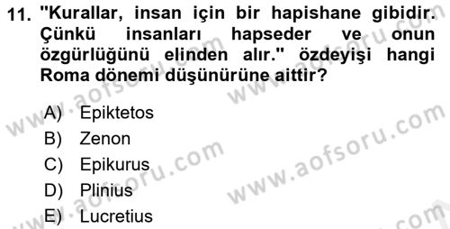 Bilim ve Teknoloji Tarihi Dersi 2017 - 2018 Yılı 3 Ders Sınavı 11. Soru