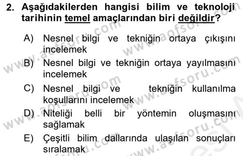 Bilim ve Teknoloji Tarihi Dersi 2017 - 2018 Yılı (Vize) Ara Sınavı 2. Soru