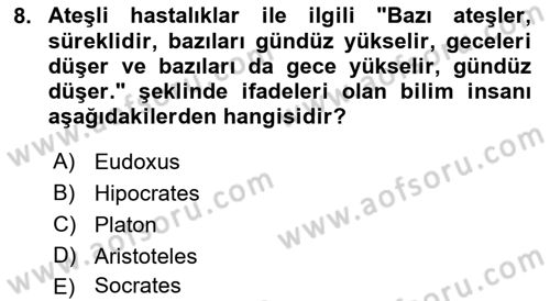 Bilim ve Teknoloji Tarihi Dersi 2018 - 2019 Yılı (Vize) Ara Sınavı 8. Soru