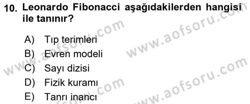 Bilim ve Teknoloji Tarihi Dersi 2018 - 2019 Yılı Yaz Okulu Sınavı 10. Soru