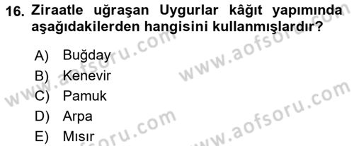 Bilim ve Teknoloji Tarihi Dersi 2018 - 2019 Yılı Yaz Okulu Sınavı 16. Soru