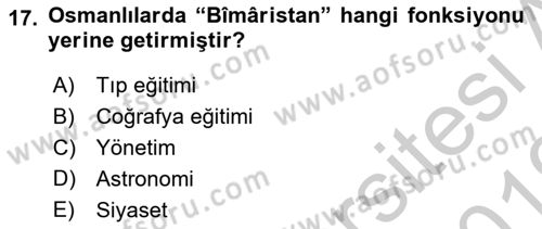 Bilim ve Teknoloji Tarihi Dersi 2018 - 2019 Yılı Yaz Okulu Sınavı 17. Soru