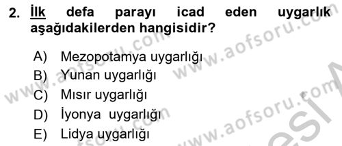 Bilim ve Teknoloji Tarihi Dersi 2018 - 2019 Yılı Yaz Okulu Sınavı 2. Soru