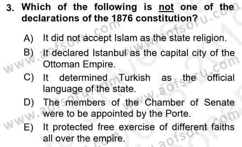 Principles Of Ataturk And The History Of Turkish Revolution 1 Dersi 2018 - 2019 Yılı (Final) Dönem Sonu Sınav Soruları 3. Soru