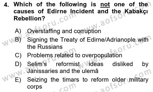 Principles Of Ataturk And The History Of Turkish Revolution 1 Dersi 2018 - 2019 Yılı (Final) Dönem Sonu Sınav Soruları 4. Soru