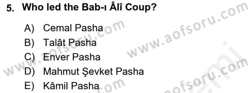 Principles Of Ataturk And The History Of Turkish Revolution 1 Dersi 2018 - 2019 Yılı (Final) Dönem Sonu Sınav Soruları 5. Soru
