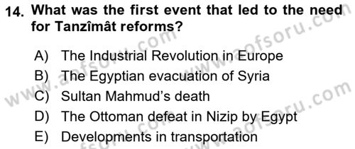 Principles Of Ataturk And The History Of Turkish Revolution 1 Dersi 2019 - 2020 Yılı (Vize) Ara Sınav Soruları 14. Soru