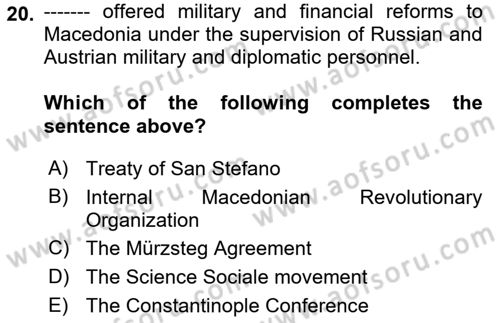 Principles Of Ataturk And The History Of Turkish Revolution 1 Dersi 2019 - 2020 Yılı (Vize) Ara Sınav Soruları 20. Soru