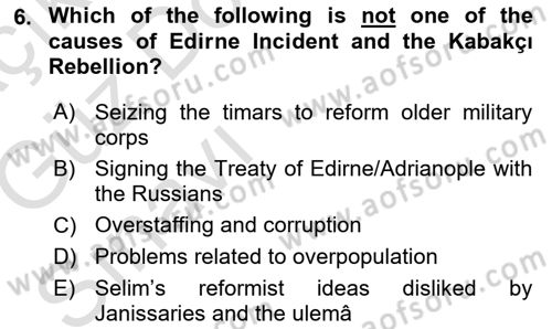 Principles Of Ataturk And The History Of Turkish Revolution 1 Dersi 2019 - 2020 Yılı (Vize) Ara Sınav Soruları 6. Soru