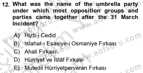 Principles Of Ataturk And The History Of Turkish Revolution 1 Dersi 2020 - 2021 Yılı Yaz Okulu Sınav Soruları 12. Soru