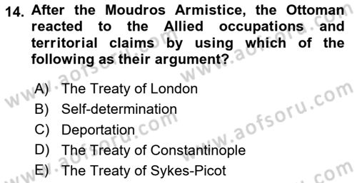 Principles Of Ataturk And The History Of Turkish Revolution 1 Dersi 2020 - 2021 Yılı Yaz Okulu Sınav Soruları 14. Soru