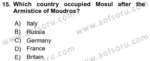 Principles Of Ataturk And The History Of Turkish Revolution 1 Dersi 2020 - 2021 Yılı Yaz Okulu Sınav Soruları 15. Soru