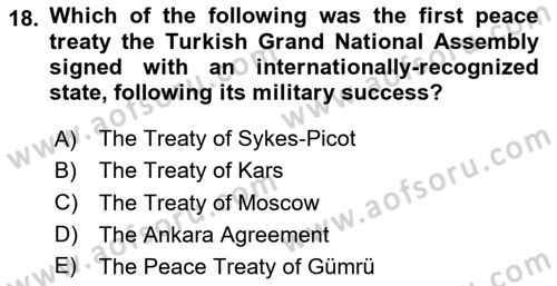 Principles Of Ataturk And The History Of Turkish Revolution 1 Dersi 2020 - 2021 Yılı Yaz Okulu Sınav Soruları 18. Soru