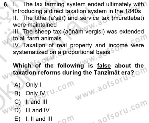Principles Of Ataturk And The History Of Turkish Revolution 1 Dersi 2020 - 2021 Yılı Yaz Okulu Sınav Soruları 6. Soru
