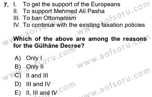 Principles Of Ataturk And The History Of Turkish Revolution 1 Dersi 2020 - 2021 Yılı Yaz Okulu Sınav Soruları 7. Soru