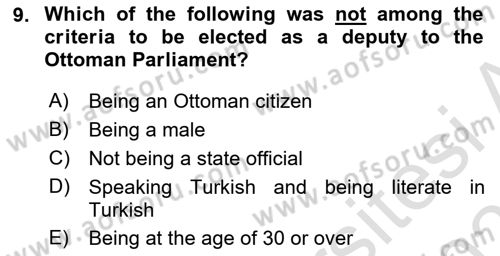 Principles Of Ataturk And The History Of Turkish Revolution 1 Dersi 2020 - 2021 Yılı Yaz Okulu Sınav Soruları 9. Soru