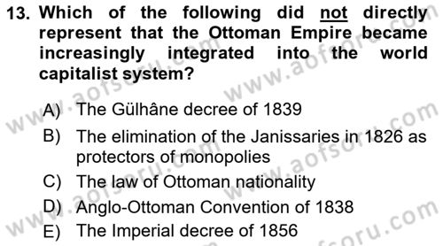 Principles Of Ataturk And The History Of Turkish Revolution 1 Dersi 2021 - 2022 Yılı (Vize) Ara Sınav Soruları 13. Soru
