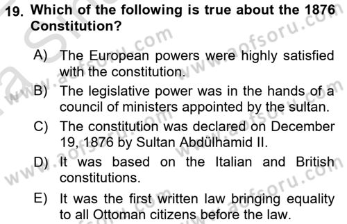 Principles Of Ataturk And The History Of Turkish Revolution 1 Dersi 2021 - 2022 Yılı (Vize) Ara Sınav Soruları 19. Soru