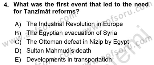 Principles Of Ataturk And The History Of Turkish Revolution 1 Dersi 2021 - 2022 Yılı (Final) Dönem Sonu Sınav Soruları 4. Soru