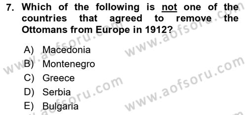 Principles Of Ataturk And The History Of Turkish Revolution 1 Dersi 2021 - 2022 Yılı (Final) Dönem Sonu Sınav Soruları 7. Soru