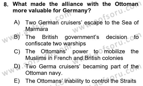 Principles Of Ataturk And The History Of Turkish Revolution 1 Dersi 2021 - 2022 Yılı (Final) Dönem Sonu Sınav Soruları 8. Soru