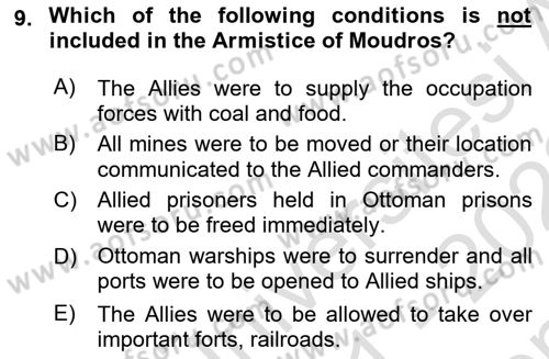 Principles Of Ataturk And The History Of Turkish Revolution 1 Dersi 2021 - 2022 Yılı (Final) Dönem Sonu Sınav Soruları 9. Soru