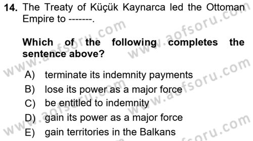 Principles Of Ataturk And The History Of Turkish Revolution 1 Dersi 2021 - 2022 Yılı Yaz Okulu Sınav Soruları 14. Soru