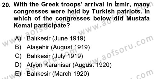 Principles Of Ataturk And The History Of Turkish Revolution 1 Dersi 2021 - 2022 Yılı Yaz Okulu Sınav Soruları 20. Soru