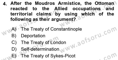 Principles Of Ataturk And The History Of Turkish Revolution 1 Dersi 2021 - 2022 Yılı Yaz Okulu Sınav Soruları 4. Soru