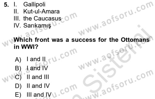Principles Of Ataturk And The History Of Turkish Revolution 1 Dersi 2021 - 2022 Yılı Yaz Okulu Sınav Soruları 5. Soru