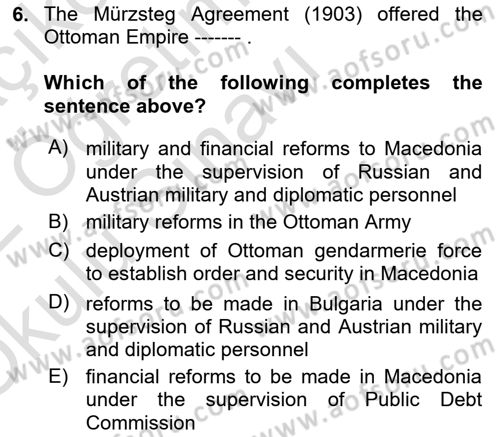 Principles Of Ataturk And The History Of Turkish Revolution 1 Dersi 2021 - 2022 Yılı Yaz Okulu Sınav Soruları 6. Soru