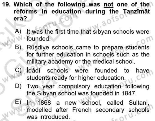 Principles Of Ataturk And The History Of Turkish Revolution 1 Dersi 2022 - 2023 Yılı (Vize) Ara Sınav Soruları 19. Soru