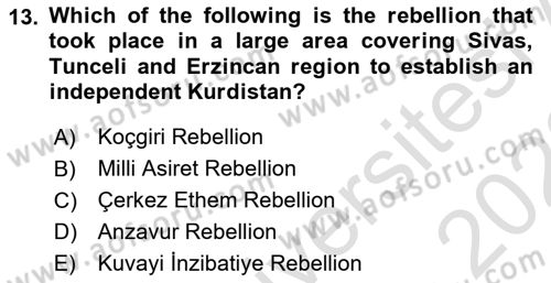 Principles Of Ataturk And The History Of Turkish Revolution 1 Dersi 2022 - 2023 Yılı (Final) Dönem Sonu Sınav Soruları 13. Soru